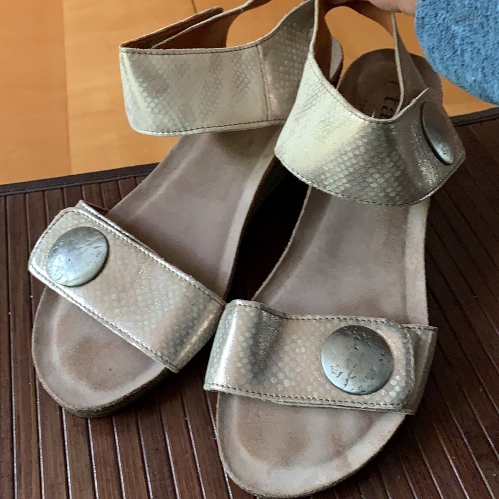 Taos Footwear Silver and Gold Sandals with Wedge Heel - Picture 2 of 11